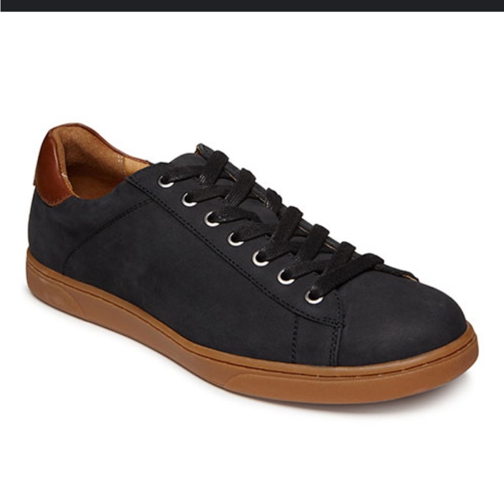 Men's Dark NAVY blue Nubuck Low-Top Sneaker with Tan Accents